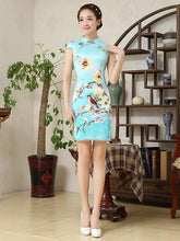 Printed Side Split Short Cheongsam Dress